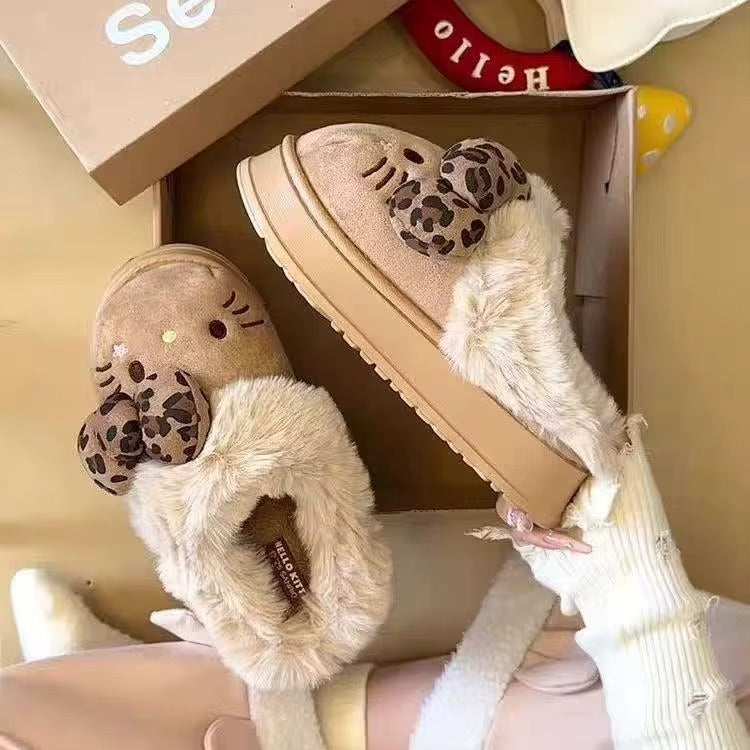 Hello Kitty Plush Slippers (Beige)