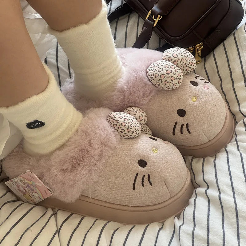 Hello Kitty Plush Slippers (Rose Pink)