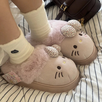 Hello Kitty Plush Slippers (Rose Pink)