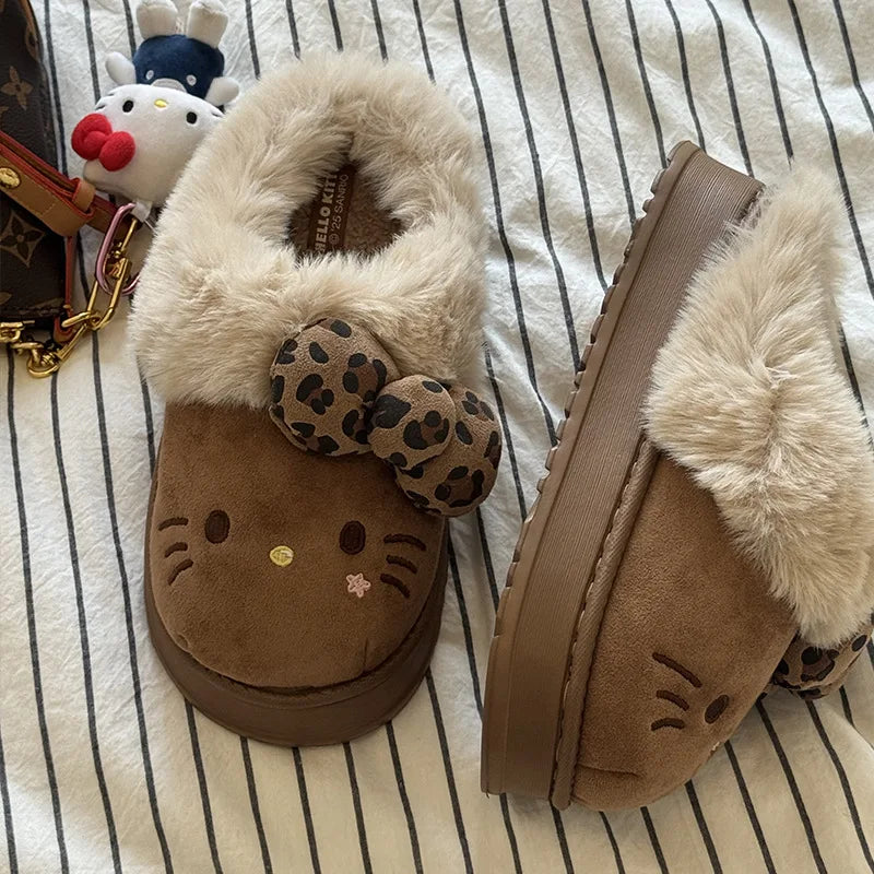 Hello Kitty Plush Slippers (MOCHA BROWN)