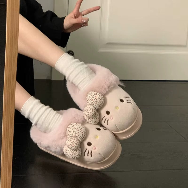 Hello Kitty Plush Slippers (Rose Pink)